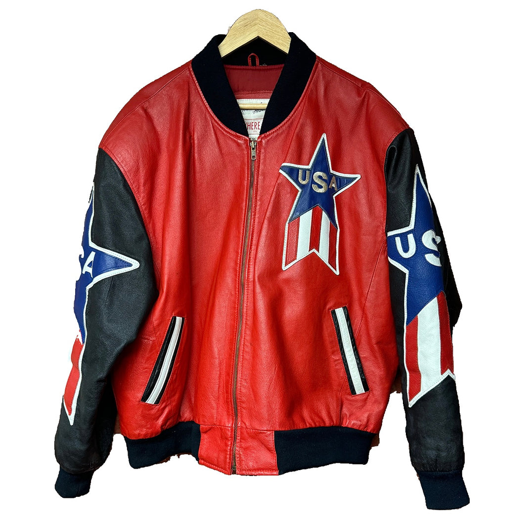 Michael Hoban 90s USA Leather Varsity Jacket
