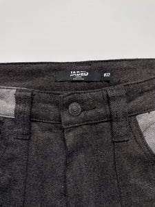 Jaded London Flared Grey Patchwork Skate Jeans (SIZE 32)