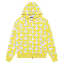 Load image into Gallery viewer, BBC Diamonds &amp; Dollars Yellow Zip-Up Hoodie
