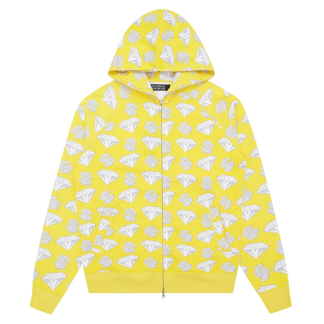 BBC Diamonds & Dollars Yellow Zip-Up Hoodie