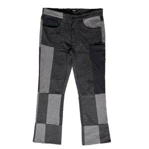 Jaded London Flared Grey Patchwork Skate Jeans (SIZE 32)